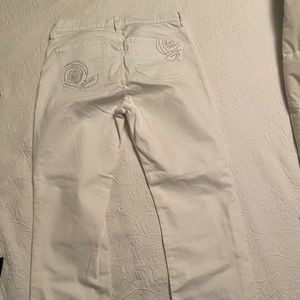 NYDJ white jeans with beaded pockets